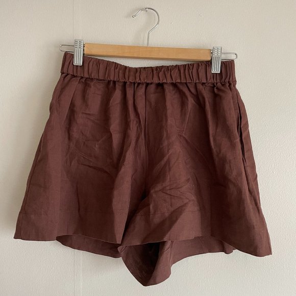 Peppermayo Linen Blend Brown Shorts - Picture 1 of 3